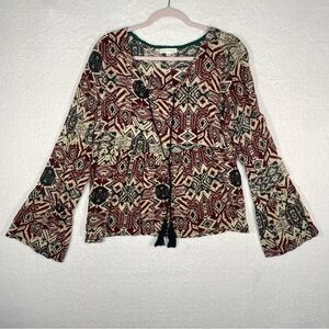 Coco+Jaimeson Boho‎ Shirt Sz Medium Women's Ladies Blouse Top Multicolor Tunic